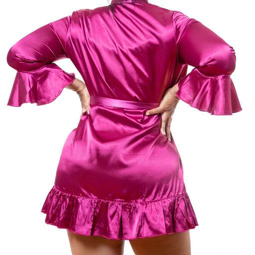 FUCHSIA RUFFLE ROBE